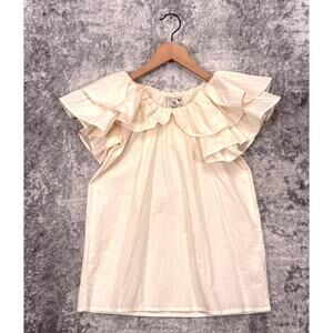 Mille Resort & Travel Top XXS Womens Cream Ruffle Cotton Off Shoulder Blouse